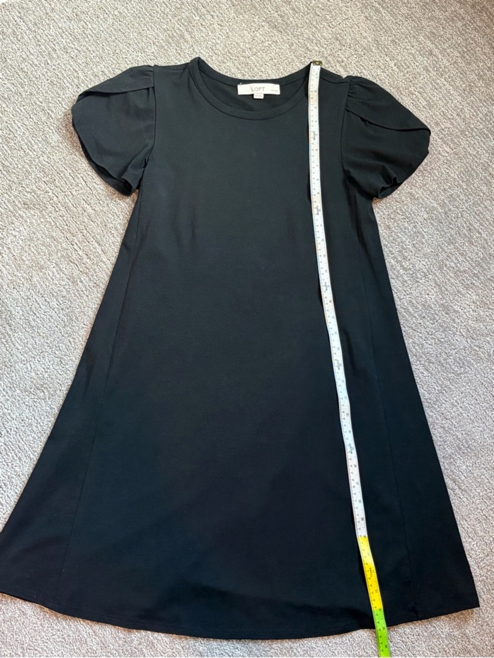 LOFT Black Tulip Sleeve A-line Dress Sz Petite XS - Picture 4 of 9
